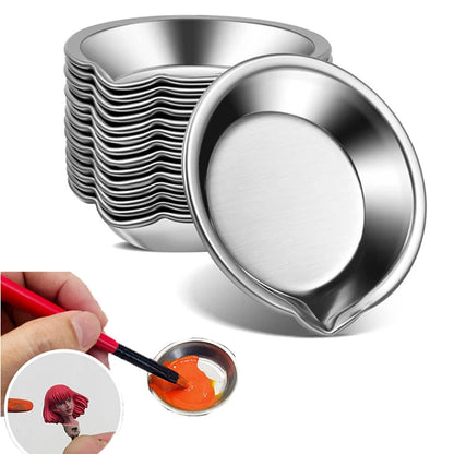 12PCS Stainless Steel Paint Mixing Bowls Set – Oil Paint Trays & Color Cups for DIY Art, Craft & Children Painting Tools