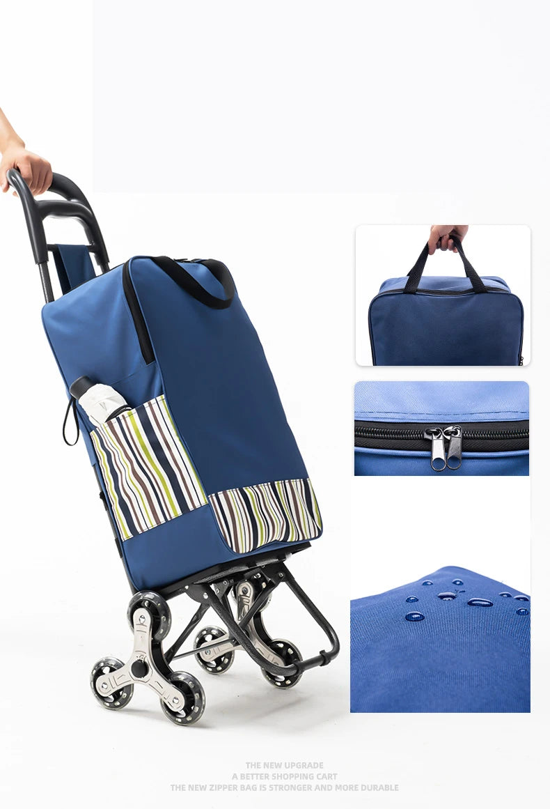 Lightweight Folding Grocery Shopping Trolley – Hand-Pull Cart for Household & Outdoor Travel