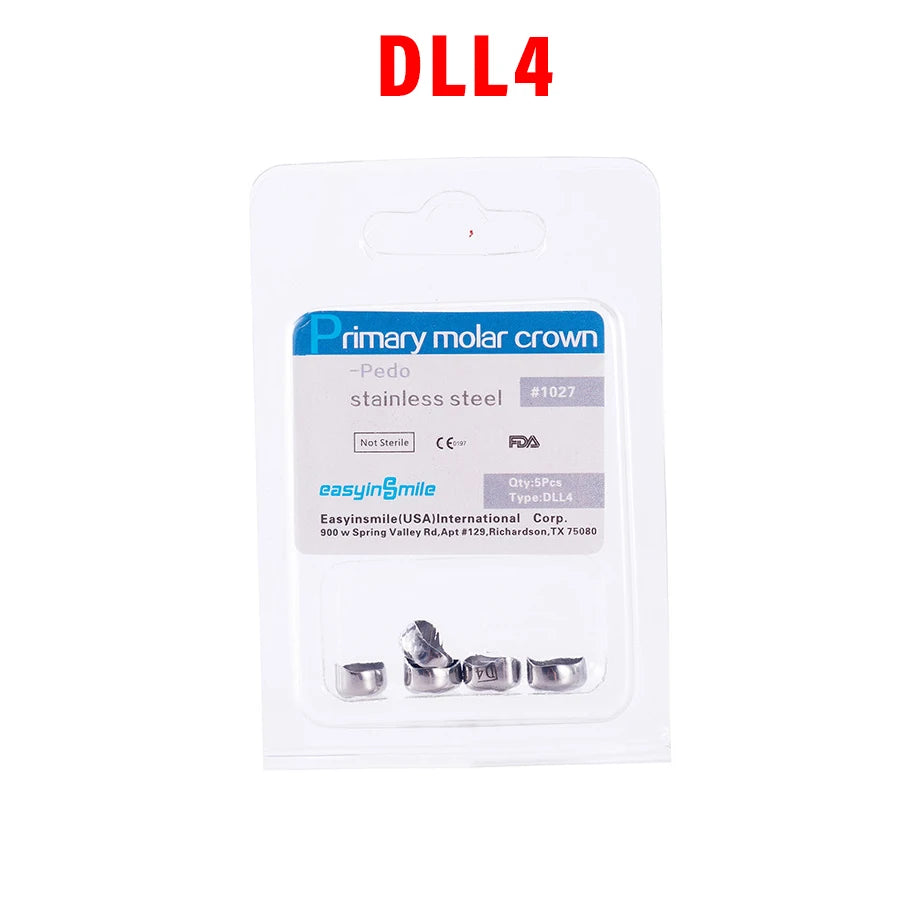 5PCS EASYINSMILE Kids Stainless Steel Dental Crowns – Primary Molar Teeth Refill D2-D7