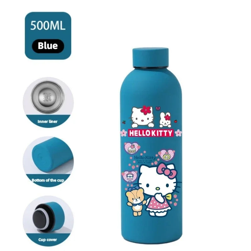 Sanrio Hello Kitty Insulated Sport Bottle — Double-Layer Stainless Steel Vacuum Cup, Small Mouth Coffee Bottle, Angel Color Frosted Finish
