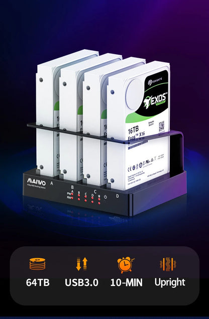 4-Bay SATA to USB 3.0 Hard Drive Enclosure – External Multi-Bay Docking Station for 2.5" & 3.5" HDD/SSD