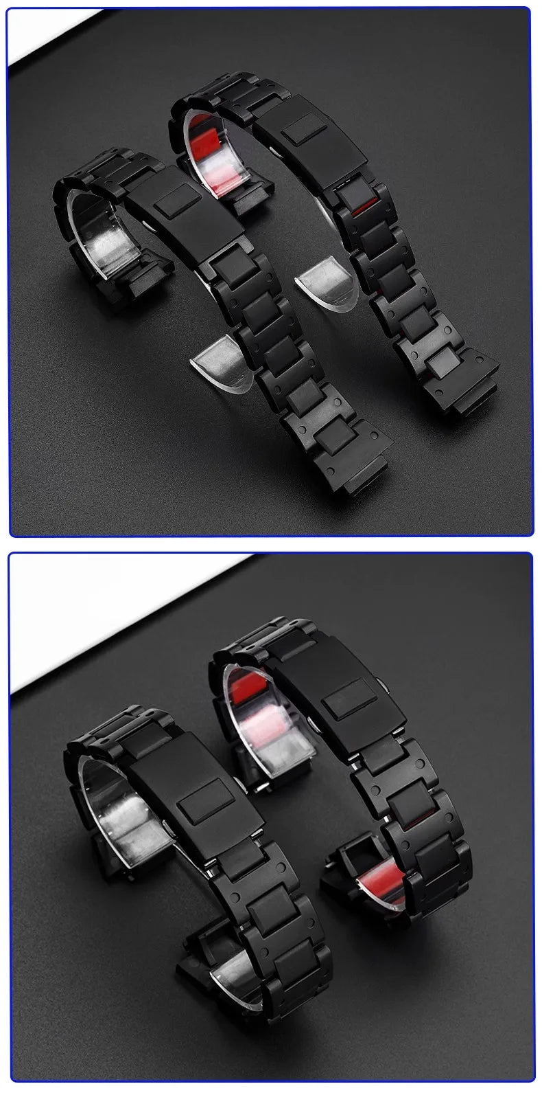 Black Red Lightweight Composite Plastic Steel Watch Band for Casio GW-B5600, DW5600MS, DW6900, GA2100 – Durable Replacement Strap Bracelet