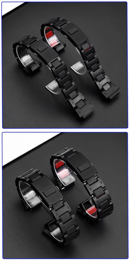 Black Red Lightweight Composite Plastic Steel Watch Band for Casio GW-B5600, DW5600MS, DW6900, GA2100 – Durable Replacement Strap Bracelet