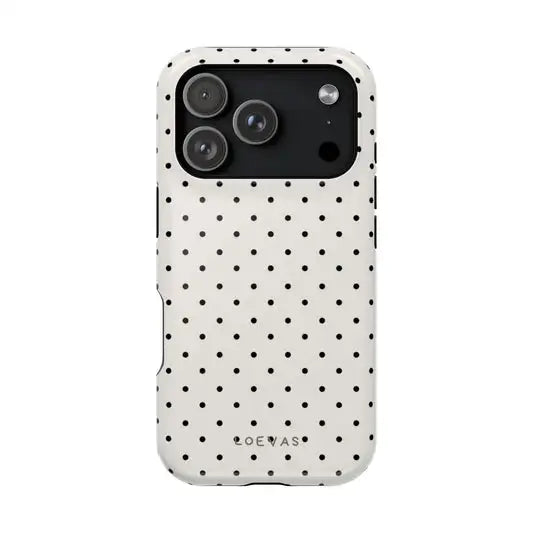 Luxury Polka Dot Flower Phone Case - Double Layer Protective Cover for iPhone 17 17e 16e 16 15 14 13 12 11 X XS XR Pro Max Plus