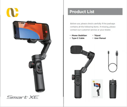 AOCHUAN 3-Axis Handheld Gimbal Stabilizer – Smartphone Stabilizer with Fill Light, Face Tracking for iPhone & Android, Tiktok & Vlog Smart XE