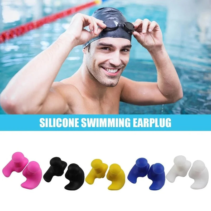 Durable Silicone Earplugs - Classic Texture, 1 Pair of Waterproof Soft Earplugs, Portable Ear Plugs for Swimming Accessories