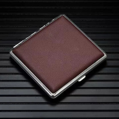 Leather Cigarette Case Holder - 20-Stick Capacity Metal Storage Box for Men, Portable Smoking Accessory Gift