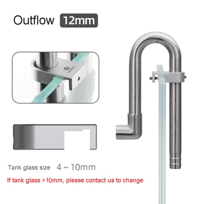 AQUAPRO Mini Stainless Steel Skimmer – Inlet & Outlet Pipes for Aquarium Fish Tanks, Filtro Accessories