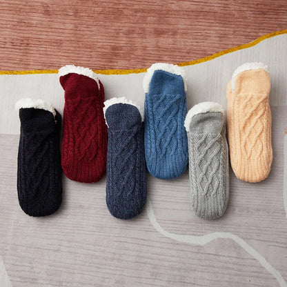 Thickened Winter Cashmere Socks - Thermal Woven Velvet Sleep Socks for Women, Cozy Home Slippers and Floor Socks