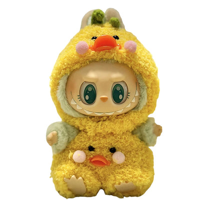 Labubu v1v2 Doll Clothes Outfit (15-17cm) – Sitting Party Bear Accessories with Scarf, Hat & Bag