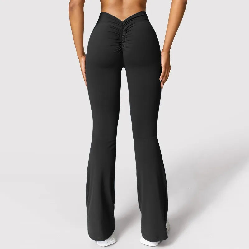 Women's V-Back High Waist Leggings - Push Up Gym & Casual Stretch Fitness Pants