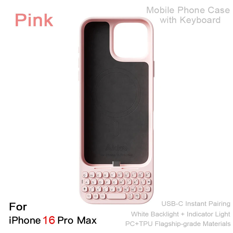 Magnetic Phone Case with Keyboard - All-in-One Wired External Keyboard Case for iPhone 16 Pro Max & 17 Pro Max