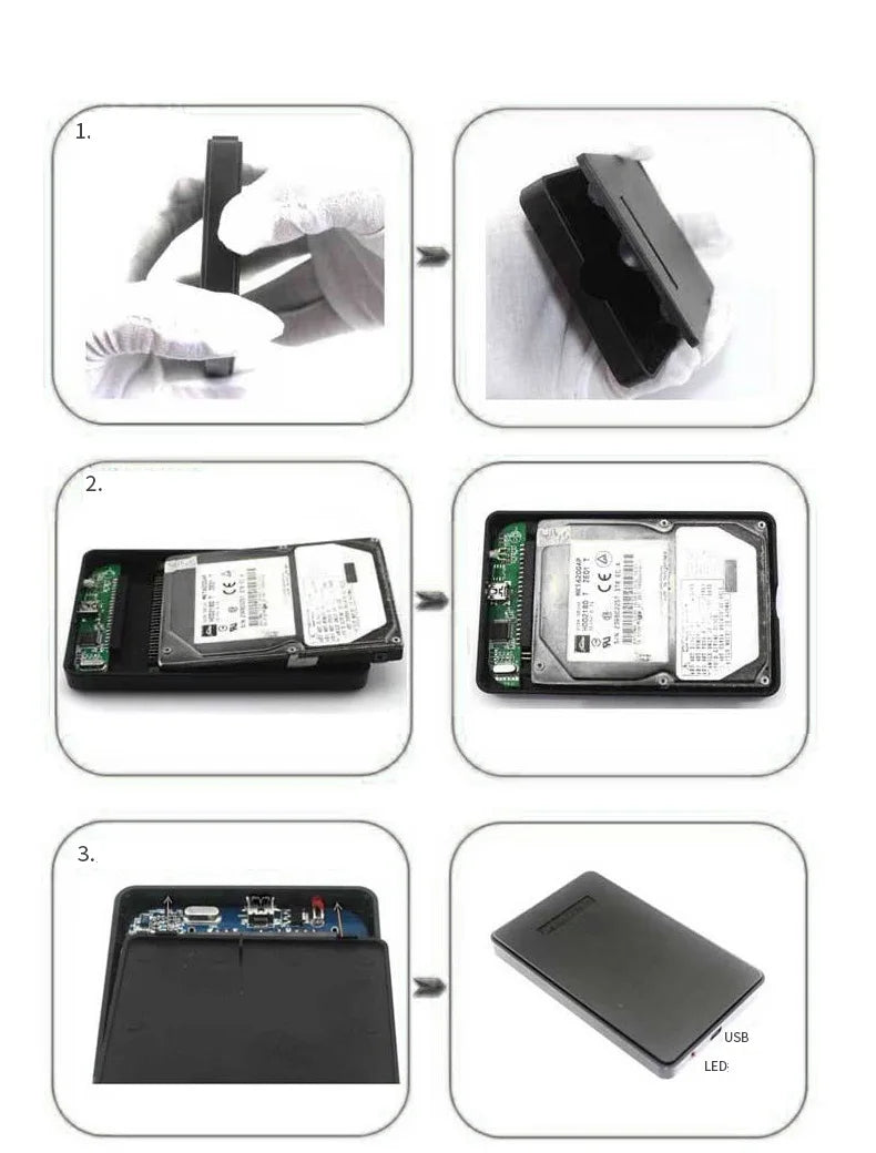 2.5-Inch SATA to USB 3.0 HDD Case – 5Gbps Hard Drive Enclosure for 4TB SSD, Optibay Caddy Hard Disk Box
