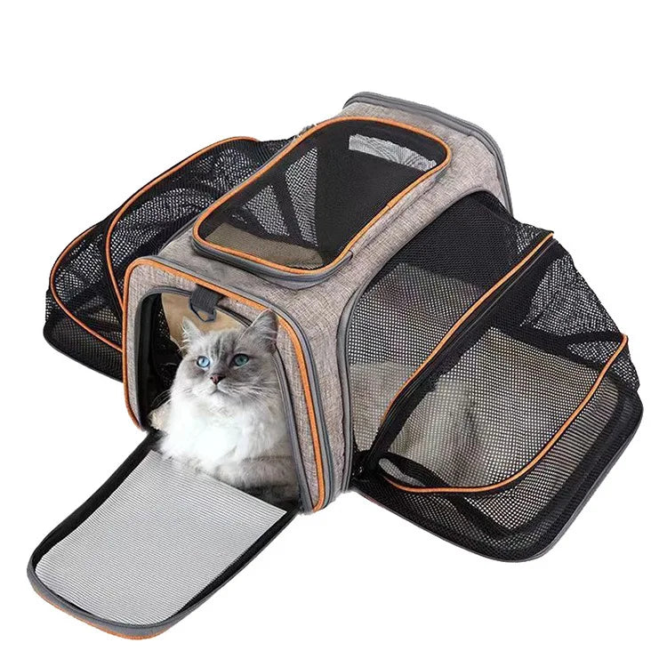 Foldable Pet Carrier Bag – Breathable Mesh Travel Bag for Small Dogs & Cats with Expandable Design