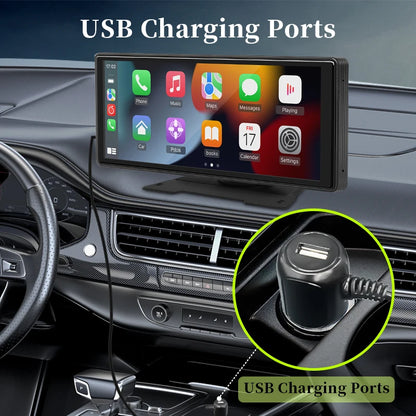 10.26" Car Mirror Radio Multimedia Player – Wireless CarPlay & Android Auto, Bluetooth, AUX, USB Screen