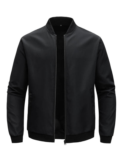 2024 Men's Spring Autumn Jacket – Short Loose Baseball Collar, Solid Color, Business Casual Thin Coat