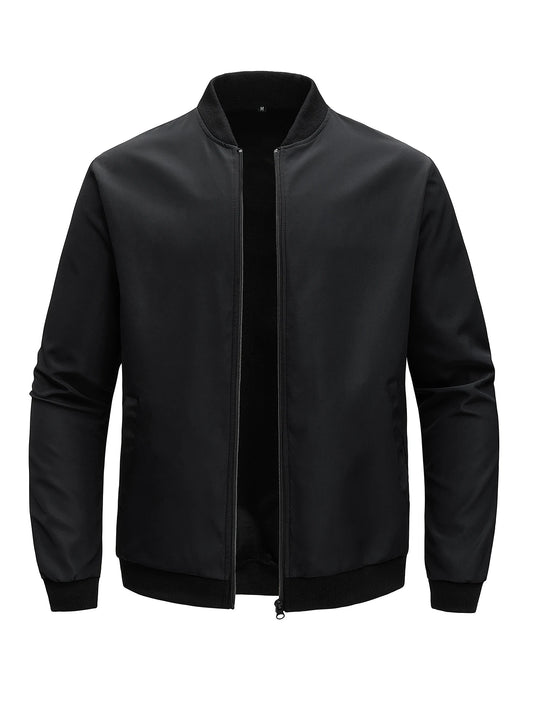 2024 Men's Spring Autumn Jacket – Short Loose Baseball Collar, Solid Color, Business Casual Thin Coat