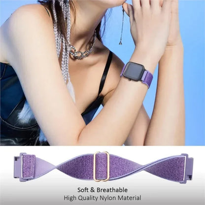 Nylon Elastic Watch Band for Amazfit GTS/GTR 4-3-2, Stratos & Bip Series – Bohemian Shiny Adjustable 20mm/22mm Strap