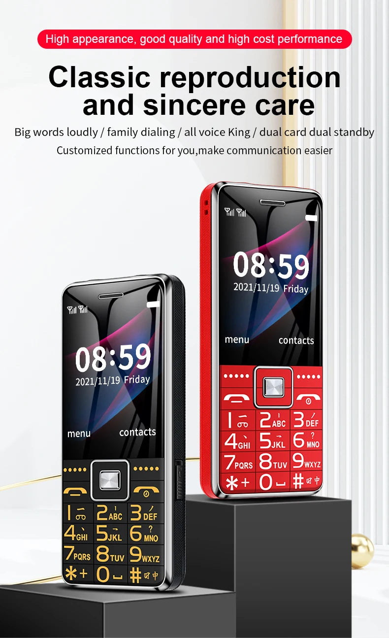 GSM 2G G600 BAR Phone – Dual SIM, 6800mAh Battery, SOS Button, 2.4" Screen, MP3 Recorder Mobile Cellphone for Seniors
