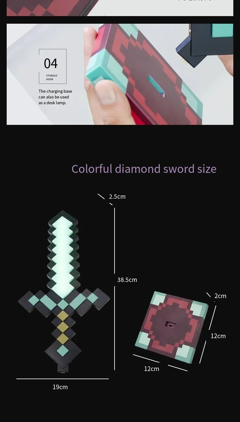 Minecraft Sword Night Light – Color-Changing Table Lamp, Game-Inspired Decorative Gift for Children