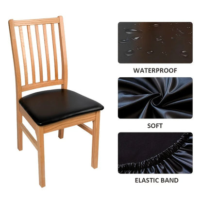 PU Waterproof Dining Room Chair Cushion Cover - Kitchen Leather Seat Protector