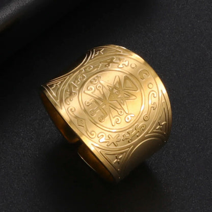 Dawapara 7 Archangels Protection Ring – Metatron Cube, Lilith Symbol, King Solomon Secrets Vintage Amulet Jewelry