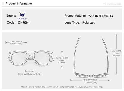 Oi Wood Natural Wooden Polarized Sunglasses for Men – Fashion Sun Glasses with TR90 Frames