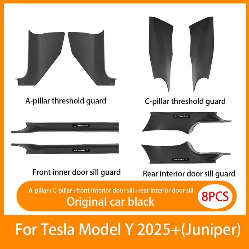 Tesla Model YL and Model Y Juniper 2025 Door Sill Guards – ABS Front and Rear Inner Threshold Protector Trim Plates