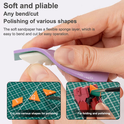 9PCS Model Building Sanding Stick Set MS-E400–1200 – Semi-Rigid Polishing Tools for Plastic Hobby Models