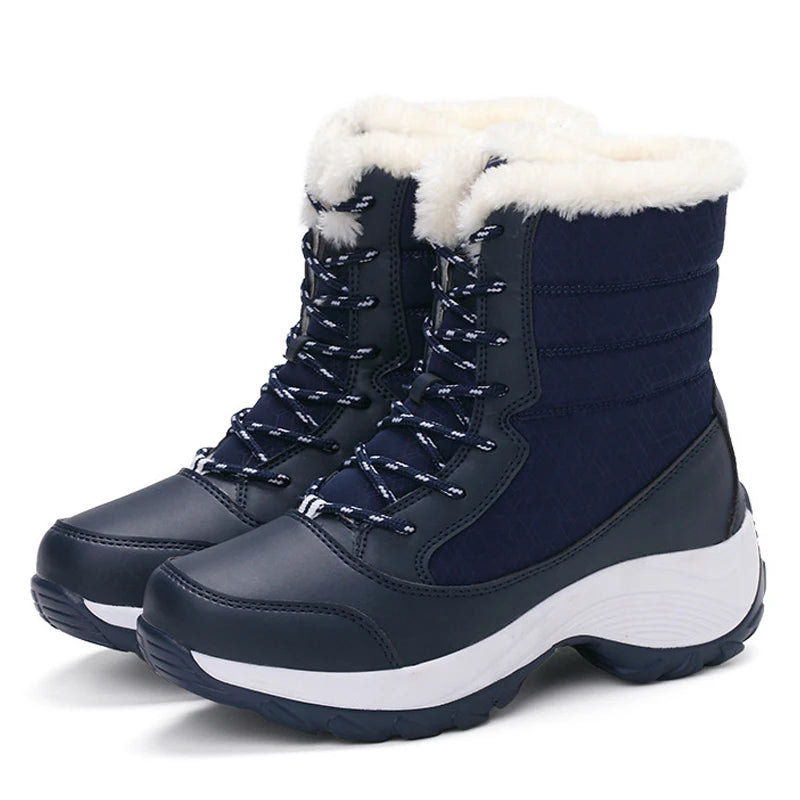 Women’s Snow Boots — Non-Slip Waterproof Fur-Lined Platform Ankle & Thigh-High Winter Boots with Wedges