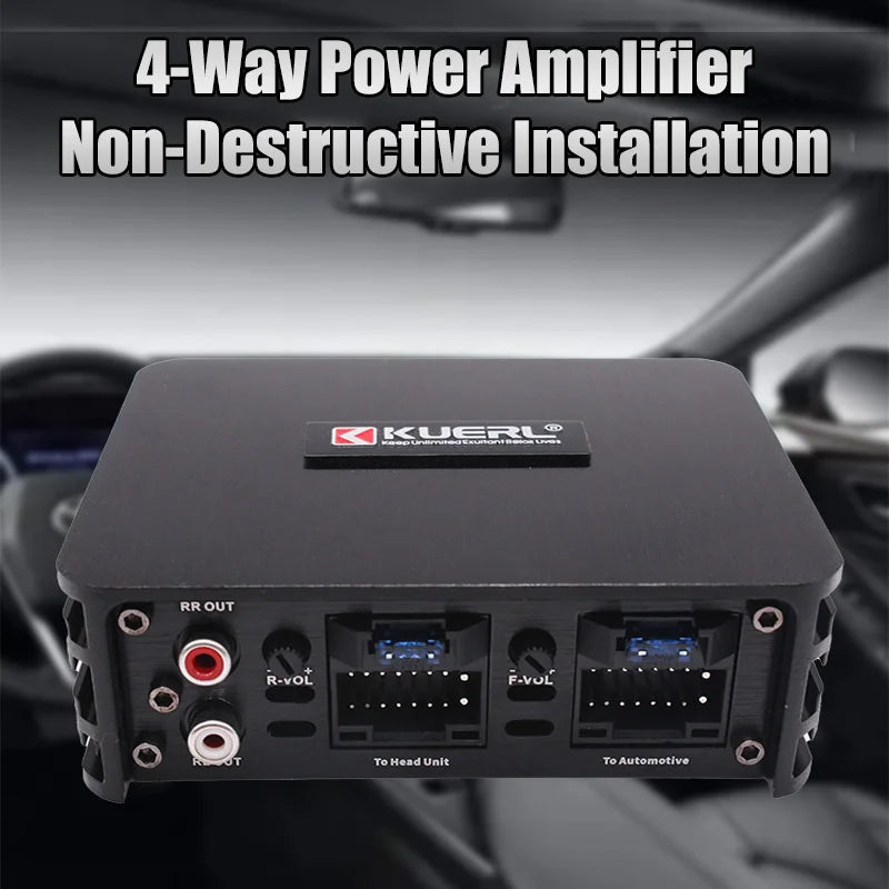 Class AB 4x60W Car Power Amplifier – Non-Destructive Installation DSP for Android Large Screen Car Audio Speakers