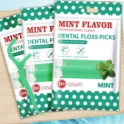 Mint Dental Floss Sticks - Portable Disposable Oral Care for Deep & Interdental Cleaning