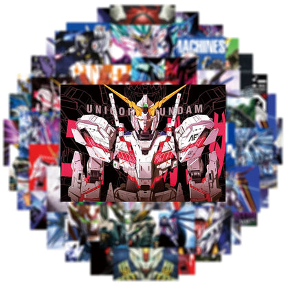 10/30/50PCS Gundam Anime Stickers - Waterproof Cartoon Decals for Cars, Motorcycles, Luggage, Guitars & DIY Crafts