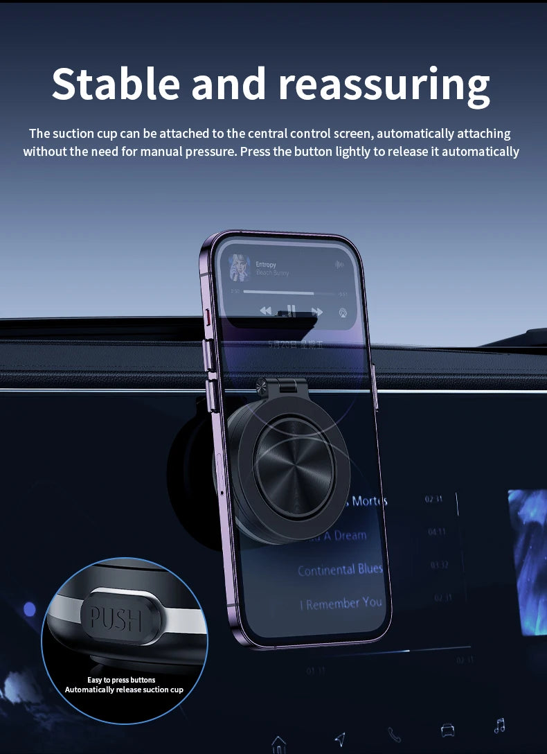 Intelligent Magsafe Car Mount – Magnetic Vacuum Mobile Phone Holder with Folding Swivel Stand and Strong Adsorption