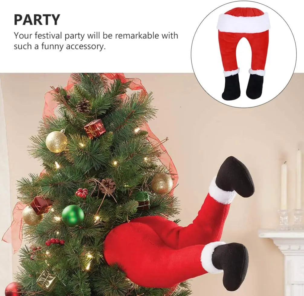 Christmas Santa Leg Decorations – Tree Topper, Fireplace & Hanging Ornaments for Holiday Party Supplies