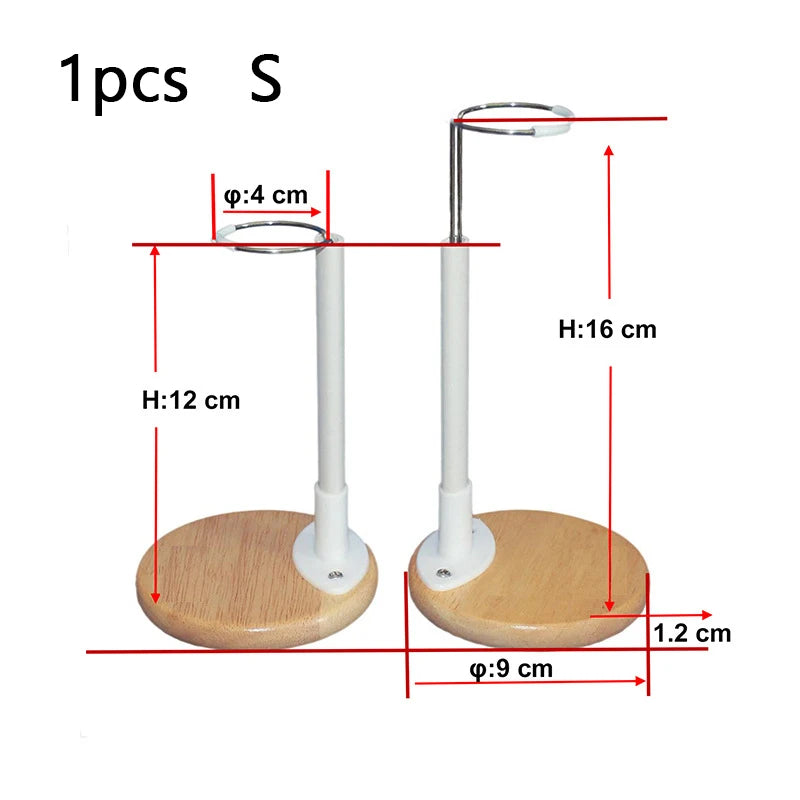 Wooden Base Doll Stand – Adjustable Plastic Support Holder for Figures & Action Models
