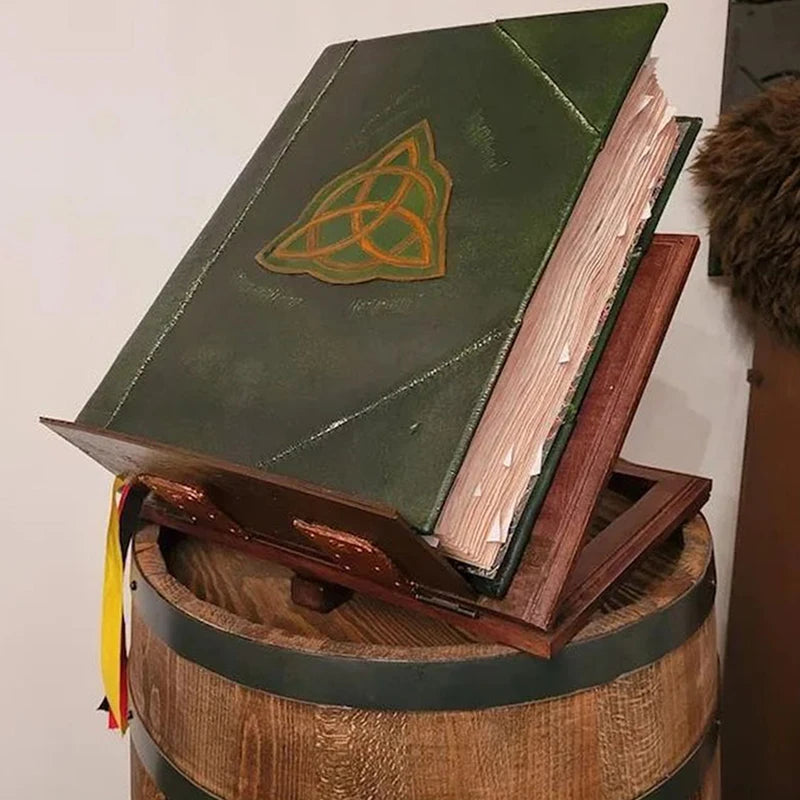 Book of Shadows Journal – Green Cover Bound Blank & Lined, 350 Pages for Spells & Records, Retro Gift Spellbook