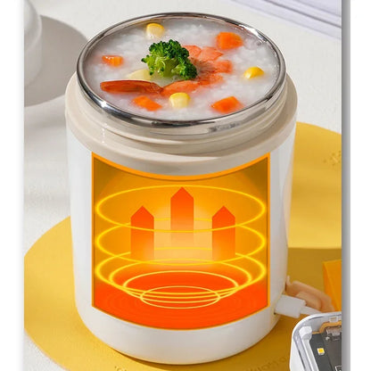 600ML USB Electric Heating Lunch Box - Portable Food Warmer Container, Stainless Steel, Suitable for Milk, Drinks and Food, 5V/12V/24V