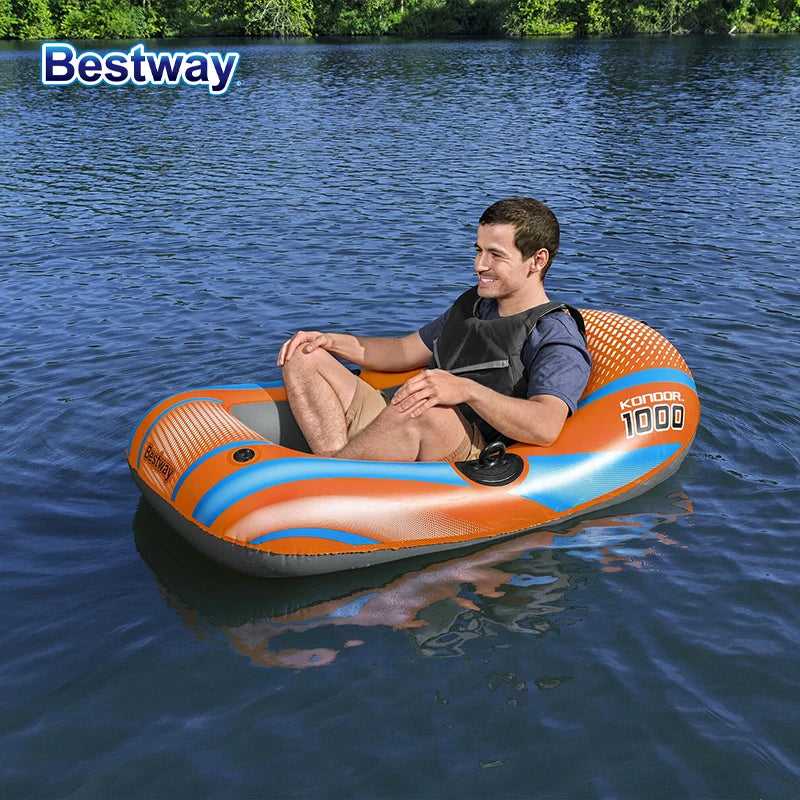 Bestway 61136/61140/61142/61146 Heavy-Duty Inflatable Kayak – 1-3 Person PVC Rafting Boat for Adventure & Thrilling Rides