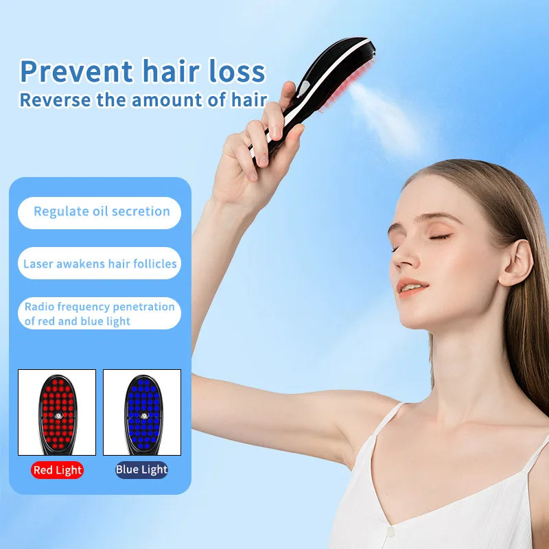 Electric Spray Massage Comb – LED Vibration Hair Growth Massager with Anti-Hair Loss Scalp Atomizer