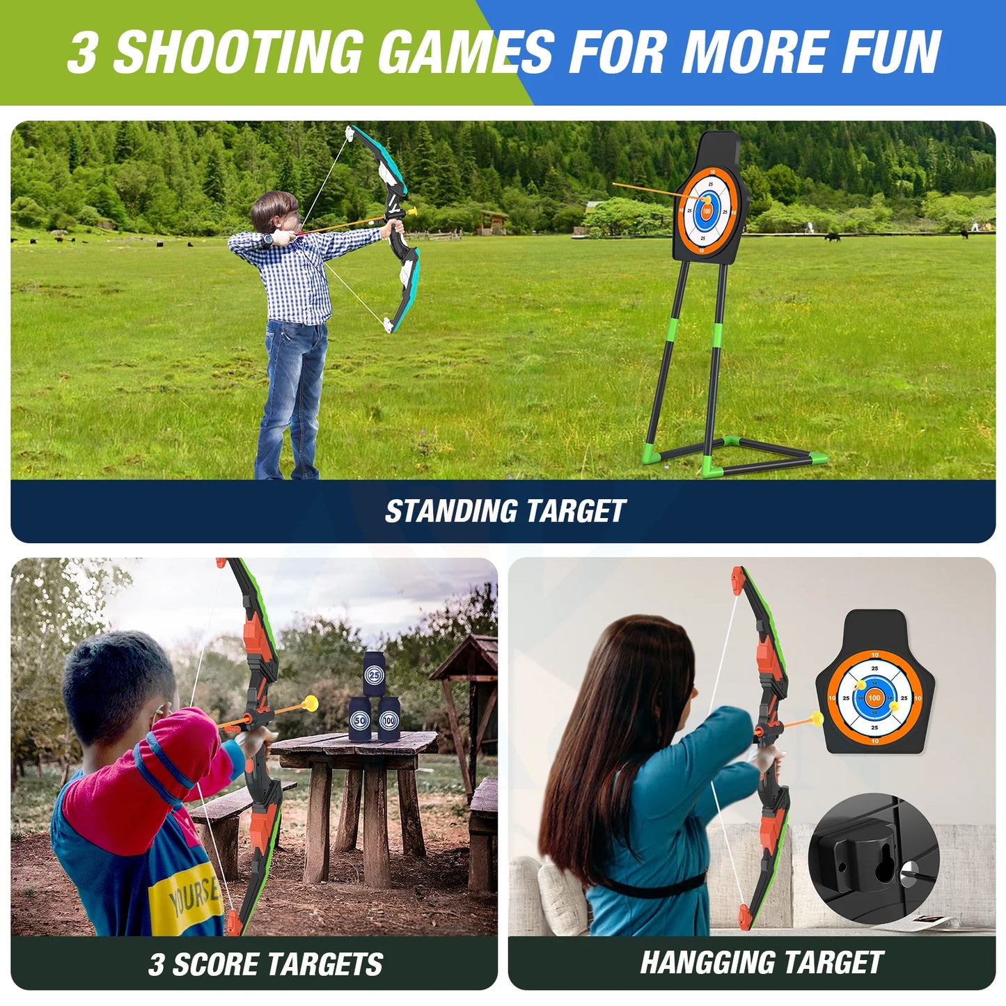 Kid's Archery Set: Recurve Bow Practice Kit for Outdoor Fun - Bow and Arrows Game for Children, Ideal Hunting and Shooting Toy - Boys' Gift