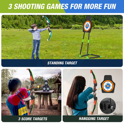 Kid's Archery Set: Recurve Bow Practice Kit for Outdoor Fun - Bow and Arrows Game for Children, Ideal Hunting and Shooting Toy - Boys' Gift