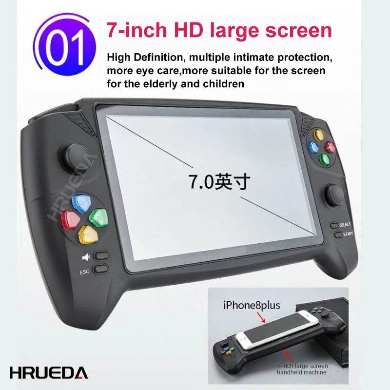 7.0" Retro Handheld Game Console - Dual Joysticks Classic Gaming Player for PS1, GBA, NES & FC Games