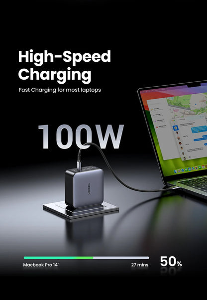 UGREEN 100W GaN 5-Port USB-C Charger – Fast Charger QC4.0/3.0 PPS for MacBook, Laptop, iPhone 16/15/14 Pro, Tablet