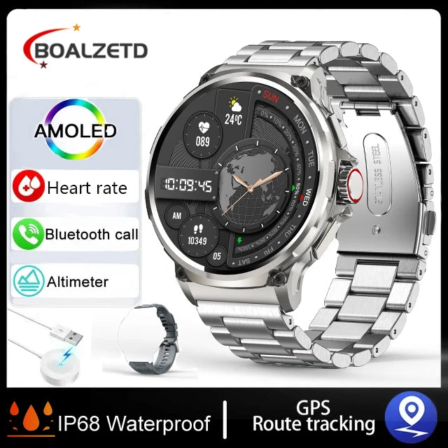 New 710mAh Bluetooth Smartwatch for Men – 1.85" HD Screen, Heart Monitor, Waterproof Fitness Watch for Android & iOS