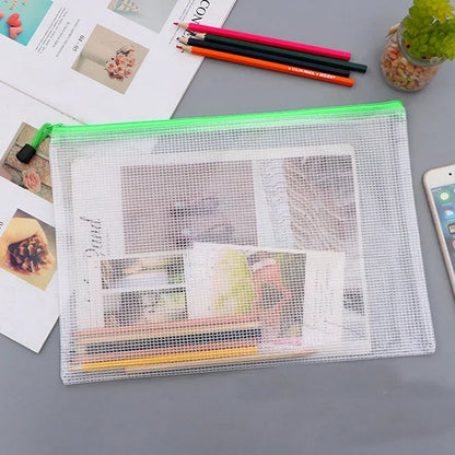 Mesh Zipper Document Bag Set - 3/5PCS A3 A4 A5 A6 Stationery Storage Pouches for School & Office Supplies