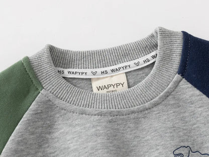 New Spring Autumn Kids Clothes Set – Patchwork Two-Piece Casual Tracksuit for Boys, Tops & Pants