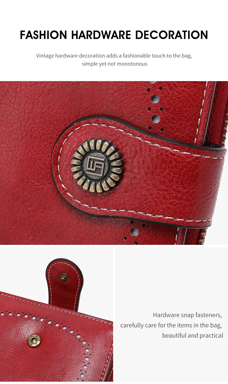 Retro Hollow-Out Short Purse for Women – Multi-Card Zipper Wallet, European & American Fashion Design