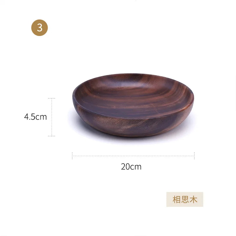 Natural Wooden Kitchen Bowl – Household Fruit & Salad Bowl with Wooden Utensils for Home & Restaurant