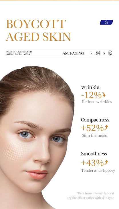 10PCS Anti-Wrinkle Collagen Face Masks – Moisturizing, Anti-Aging, Brightening Facial Sheet Masks